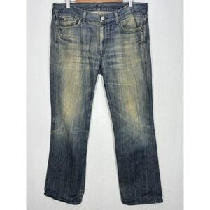 7 For All Mankind Jeans Mens Faded Blue Denim Straight Fit 5-Pockets 36x34